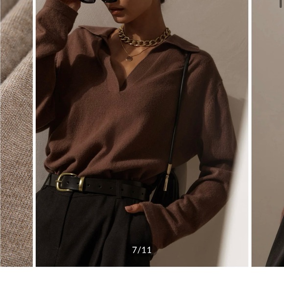 Commense - Leisure collar sweater - Brown - Picture 2 of 4